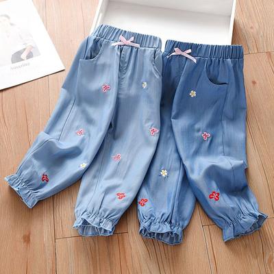 Girls' Tencel Cowboy Mosquito Resistant Pants Summer New Style for Baby Girls Loose and Casual Lantern Thin Pants