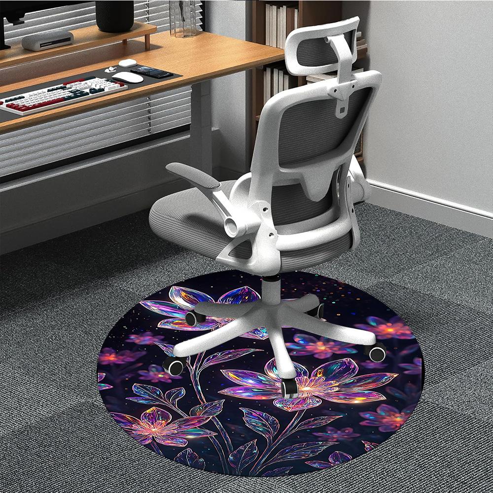 1pc Floral Fantasy Office Round Area Rug, Indoor Mat Suitable ForOffice, Under Office Chairs Bedroom Living Room Home Decor, Room Decot127