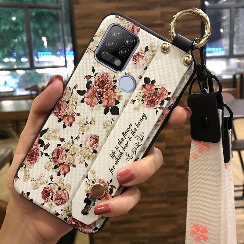 Soft case Back Cover Phone Case For Tecno Pova/LD7 Dirt-resistant Kickstand Wrist Strap Anti-knock Ring Silicone Durable