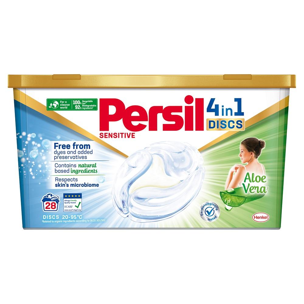 Disques de lessive pour peaux sensibles 4 en 1 Persil, 28 capsules, soin doux pour les peaux sensibles