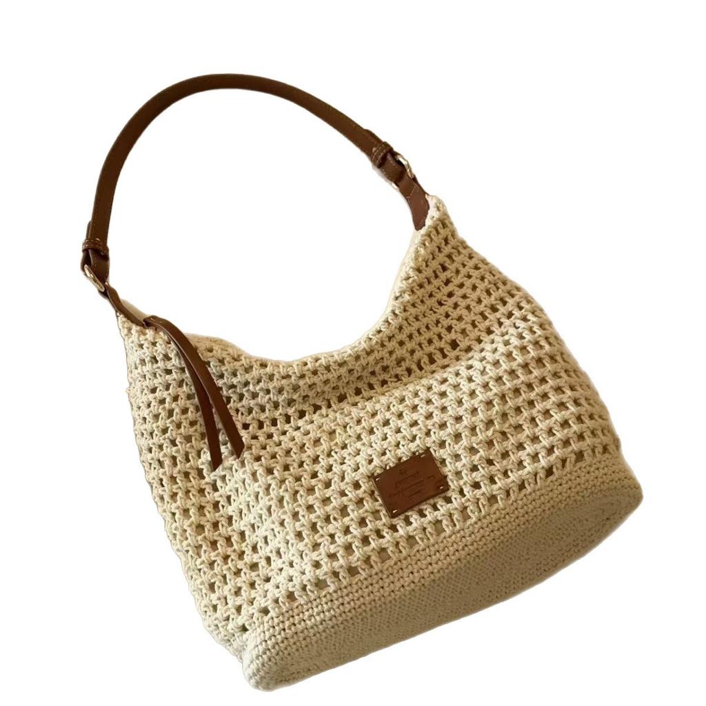 Nanfeng New Product Sunset Afterglow Tote Bag Women's Summer Hollow Woven Bag Lazy Relaxation Shoulder Bag