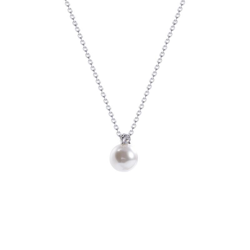 Elegant Gray Pearl Necklace for Women: Simple Luxury with Zircon Clavicle Chain – Versatile, Chic, and On-Trend