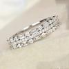 Ladies' Three Row Alternating Ring, Embellished with Synthetic Zircon, Elegant and Eye-catching Jewelry, Daily Wear, Anniversary Gift