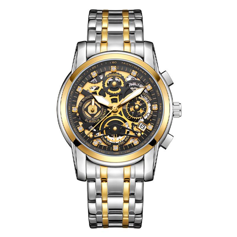 KIMSDUN Luxury Men's Quartz Watches Stainless Steel Date Chronograph Men Wristwatch Waterproof Luminous Fashion Man Watch