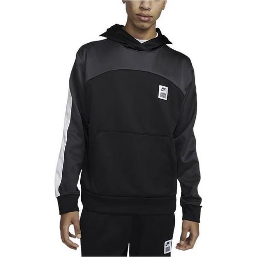 Nike Printed Logo Pullover Hoodie Colorblock Sweatshirt for Men Black