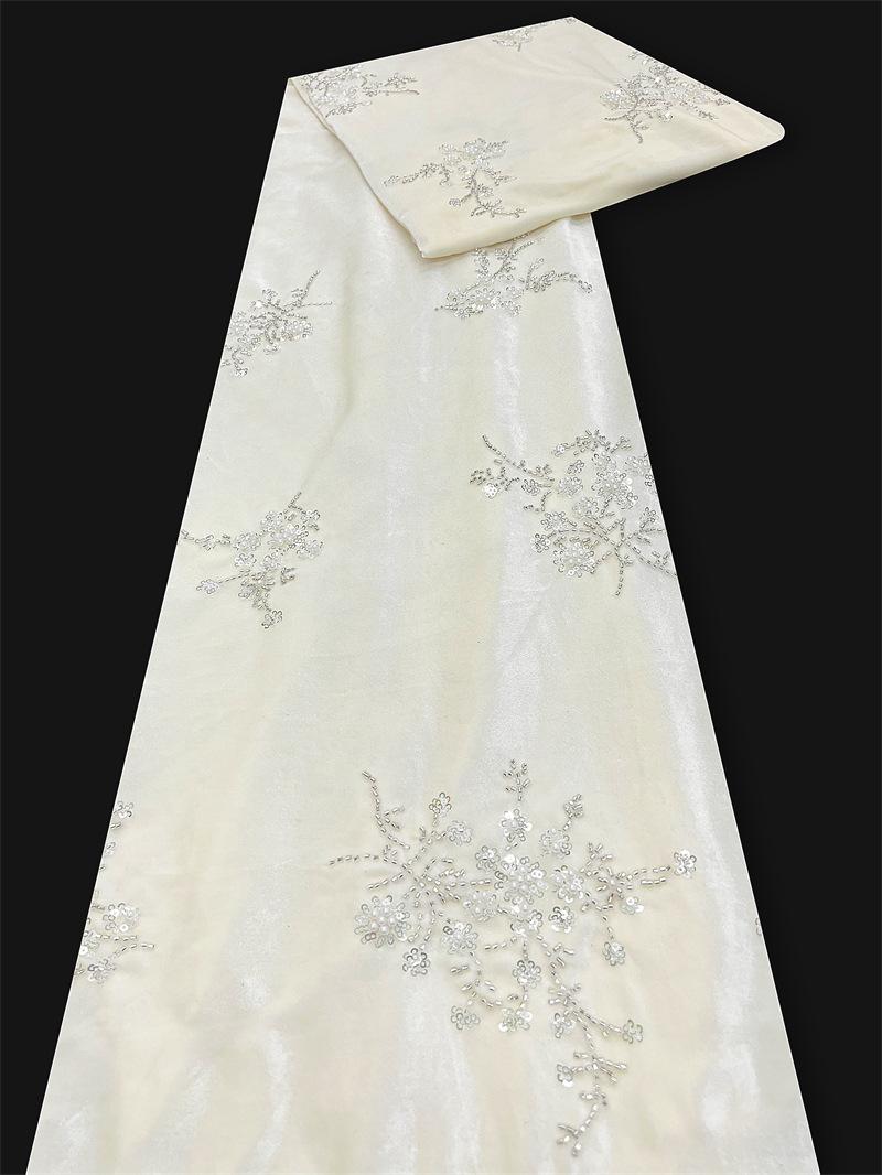 

Velvet Snowflake Embroidery Fabric for Handmade DIY Sewing Women s Cheongsam Performance Costume Cloth Fashion Designer Fabric 1Yard абрикосовий