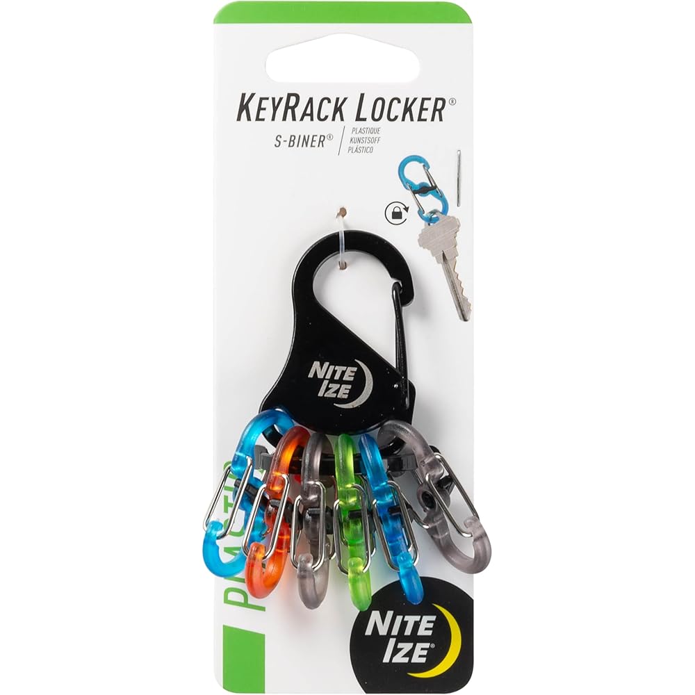 Nite Ize KeyRack Locker Plastic Multi-Color Key Organizer with 6 Hooks KLKP-01-R3