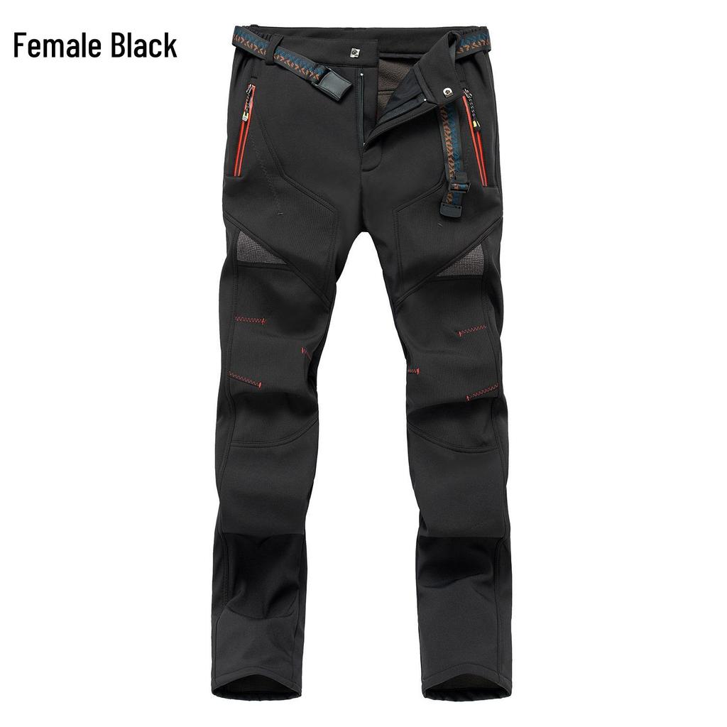 Men's and Women's Plus Size Slim Fit Fleece-Lined Waterproof Windproof Winter Mountaineering Pants