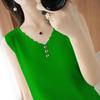 Knitted Sleeveless V Neck Vest Women's Turtleneck Short Loose Versatile Knitted Bottoming Shirts