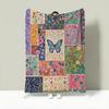 Country Patchwork Set Throw Lightweight 240G Flannel Blanket Soft Skin-Friendly For Summer Cooling