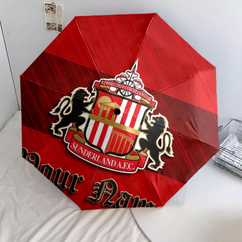 1 PC Automatic Folding Umbrella - Sunderland A.F Custom Name Pattern, Portable & Foldable Design with 8 Ribs, Christmas Birthday Gifts
