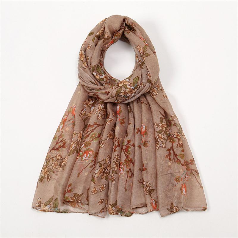 Winter Thin Fashion Bloosm Floral Viscose Shawls Scarf Lady High Quality Wrap Pashmina Stole Bufandas Muslim Hijab 180*85Cm