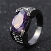 Black Gun Color & Gold Ring with Inlaid Ruby for Party or Wedding