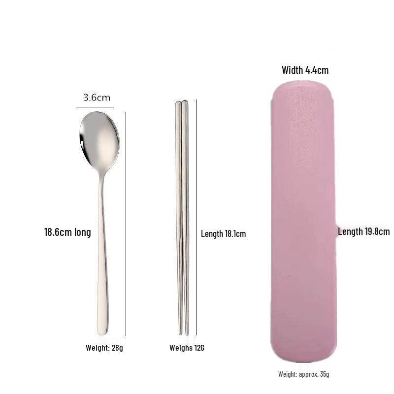Portable Stainless Steel Cutlery Set: Fork, Spoon & Chopsticks - Ideal for Students & Outdoor Use