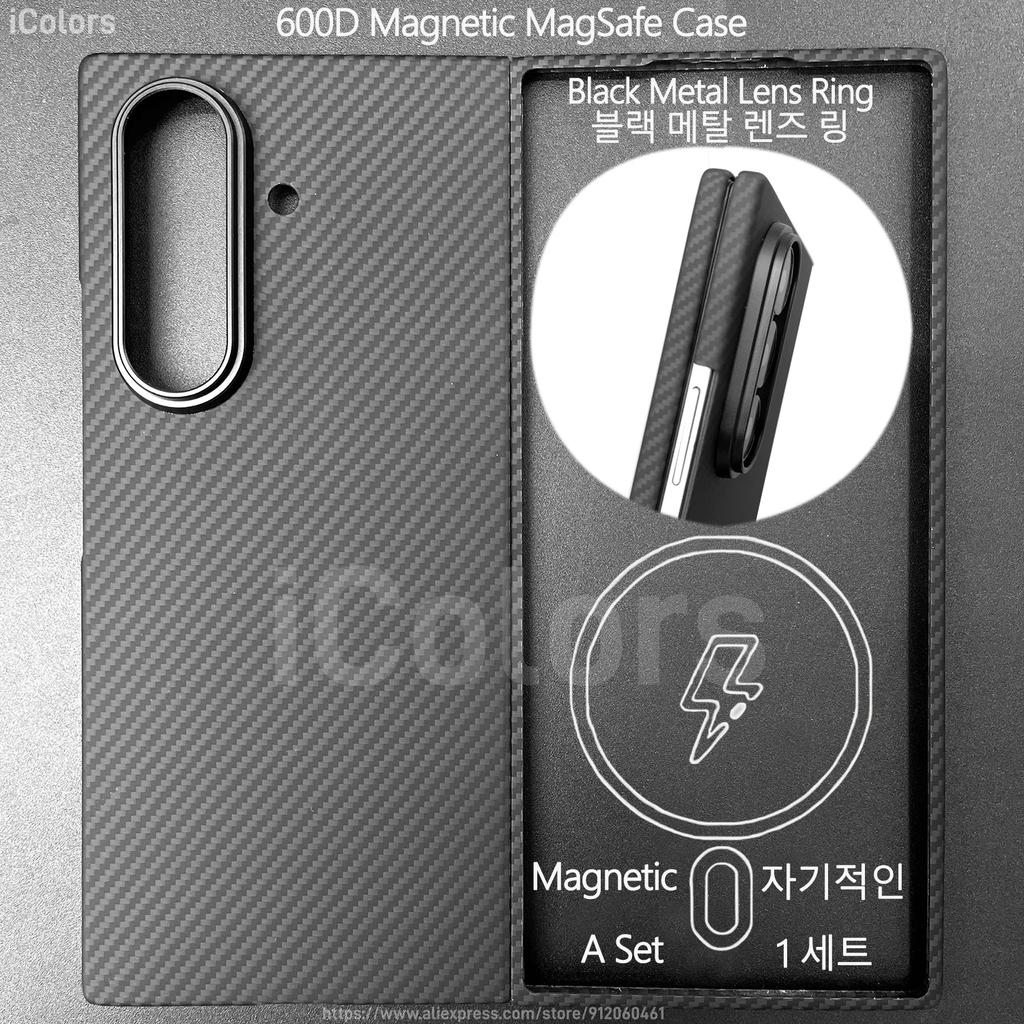 Z Fold 7 Aramid Case for Samsung Galaxy Z Fold 7 Magnetic Case Aramid Carbon Fiber Cover MagSafe/Qi2 Charging Armor Protective