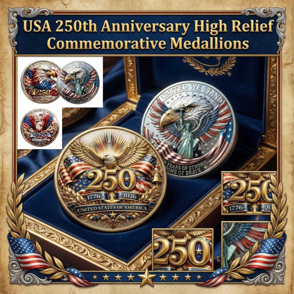 Medalla Conmemorativa de Relieve 3D del 250 Aniversario Moneda Conmemorativa