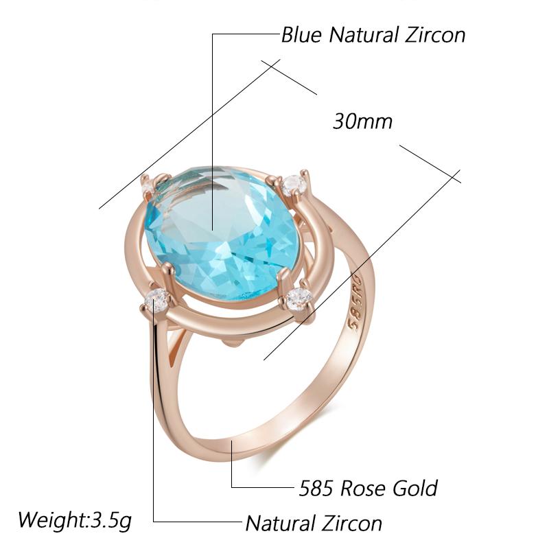 Simple Romantic Blue Natural Zircon Bridal Wedding Rings Luxury  Rose Gold Color Daily Fine Jewelry Women For Gift