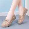 Leather mother shoes hollow breathable beef tendon soft sole middle old pedal Doudou shoes are not tired women's shoes