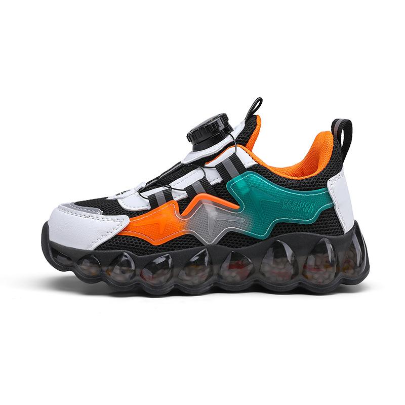 2025 Spring and Autumn New Boys' Sports Shoes Mesh Breathable Non-slip Rotating Buckle Soft Sole Lightweight Shoes Tide