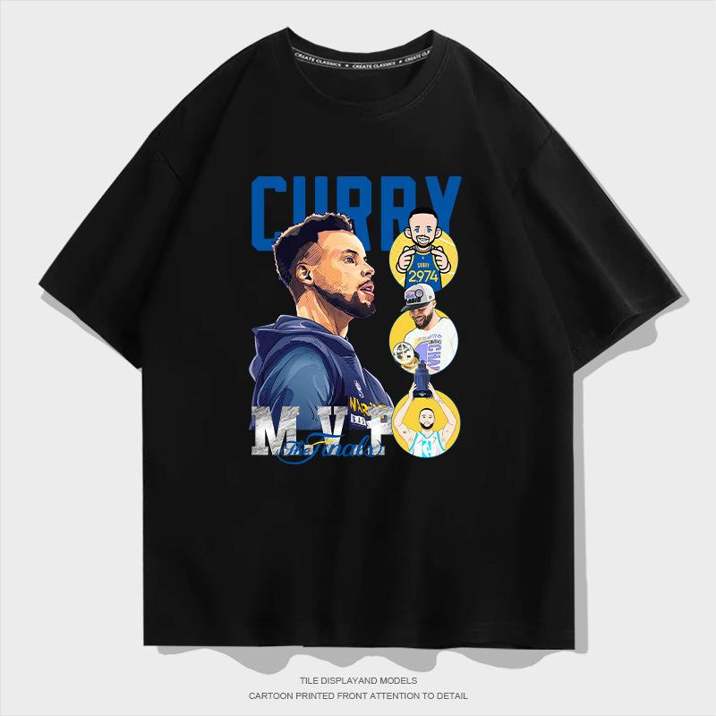 Warrior Curry short-sleeved T-shirt men s and women s summer trend youth sports pure cotton loose half-sleeved training clothes XXS