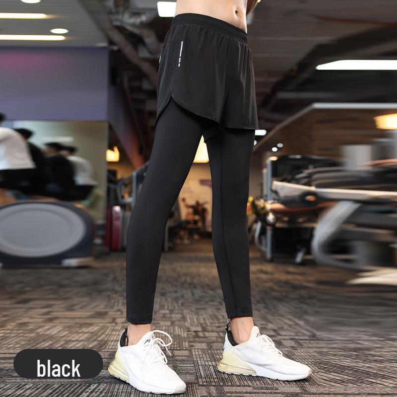 

Мужской комплект компрессионных тайтсов из двух частей для баскетбола - Быстросохнущие, высокоэластичные спортивные базовые брюки для фитнеса и бега M чёрный