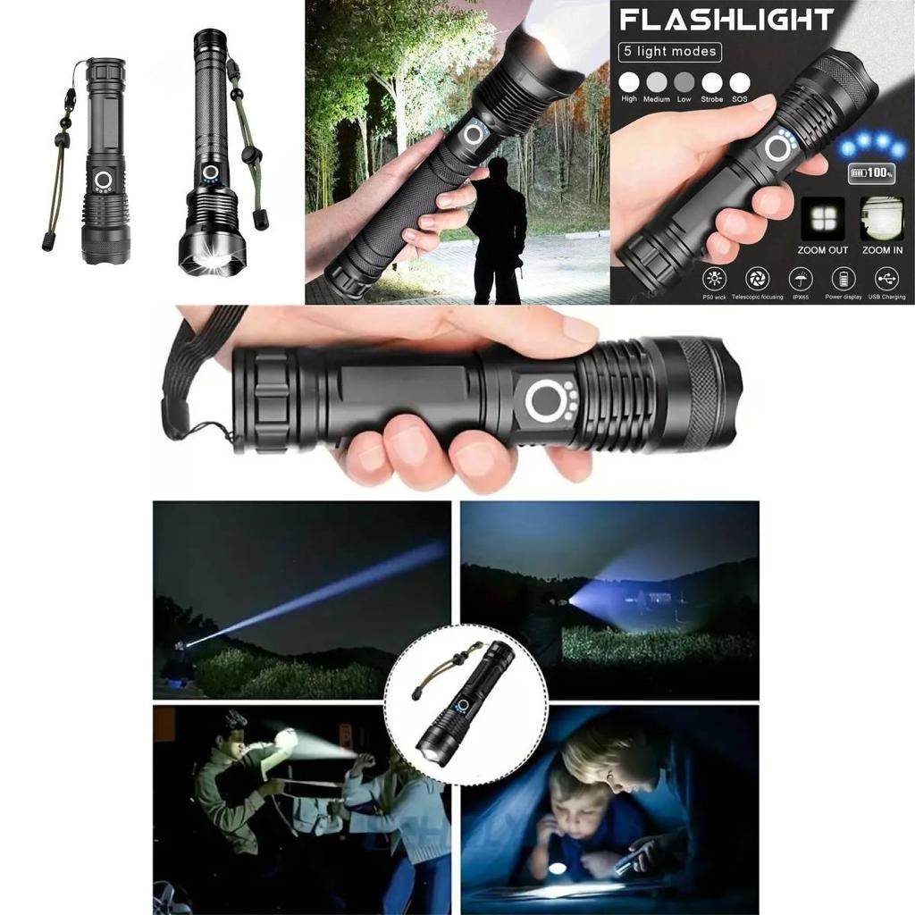High Brightness Portable P50 Led Flashlight With Durable Aluminum Alloy Waterproof Design Ideal For Camping And Hiking