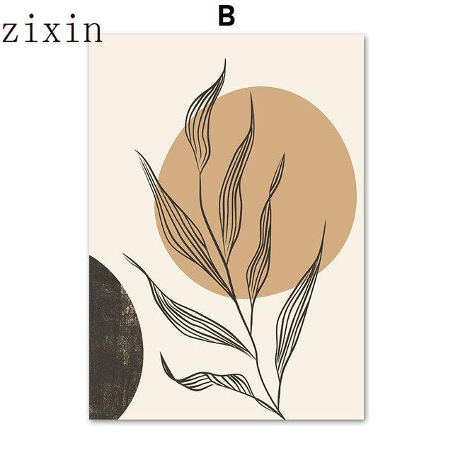 Abstract Lines Face Girl Flower Sun Leaf Wall Art PaintingCanvas Nordic Posters And Prints Wall Pictures For Living Room Decor