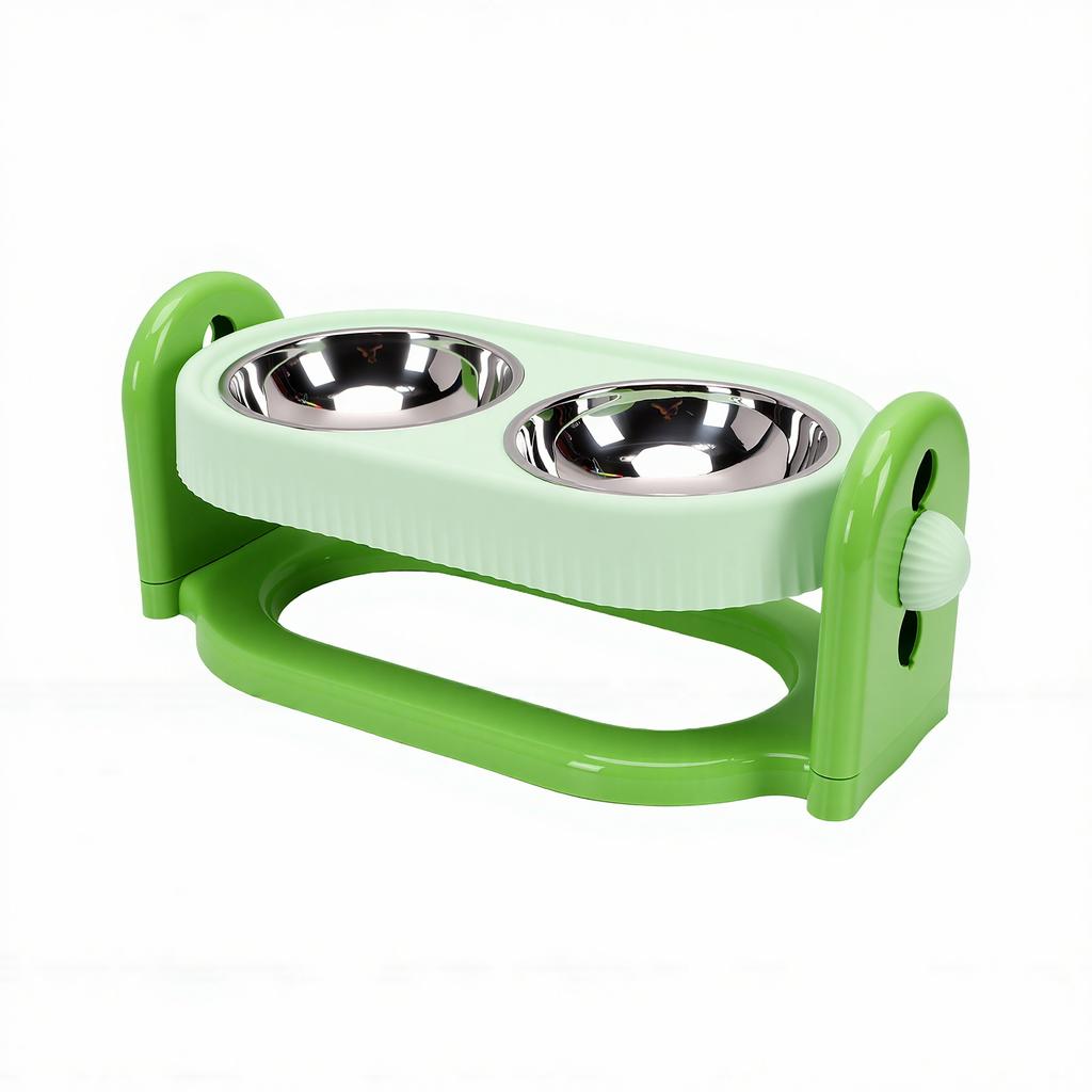 Elevated Cat Bowl with Stainless Steel Double Bowls Anti Spill Raised Pet Food Bowl for Cats Dogs