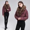 Maillard style big fur collar short cotton-padded clothes women's winter thickened warm waist cotton-padded jacket winter cotton-padded clothes