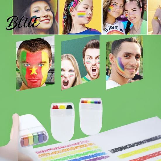 Kids Safe Face Paint 2Pcs Rainbow Stick 6 Color Painting Crayons for Adults Stick Washable Party Body Halloween Sports Games Festivals,