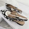 Women's Houndstooth Pointed Toe Bow Flat Sandals - Retro Black and White, Summer 2024 Collection