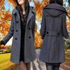 Fashion Winter Warm Mid-length Woolen Coat Women's Fall Winter Long Sleeve Jacket Hood Double-breasted Outerwear