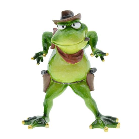Cowboy Frog Figurine Red Scarf Cartoon Frog Statue Resin Animal