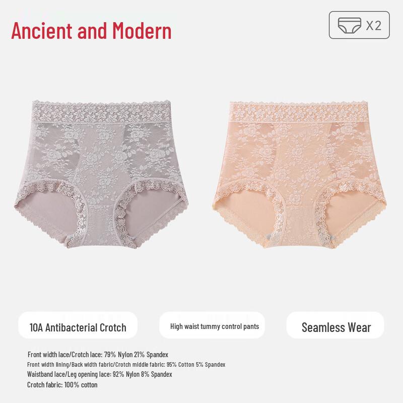 GUJIN Women's Lace High-Waist Tummy Control Briefs