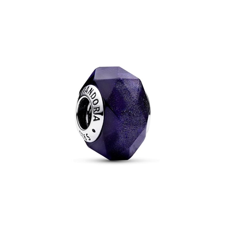 Pandora Multi-Faceted Geometric 925 Silver Glass Pendant Women Jewelry Blue 792984C00 Box