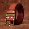 Retro Mattiertes Echtes Leder Rindsleder Kupferschnalle Gürtel Herren Echtes Leder Trendiger Alleskönner Casual Jeansgürtel