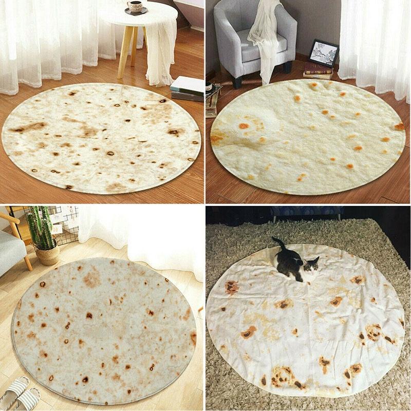 Burrito Round Taco Tortilla Shaped Blanket Soft Floor Wrap Throw Blanket