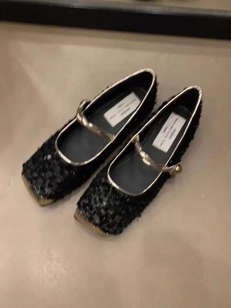 

New Brand Women Flats Fashion Square Toe Shiny Mary Jane Shoes Soft Casual Ballet Shoes Shallow Slingback Shoes 2026 35 чёрный
