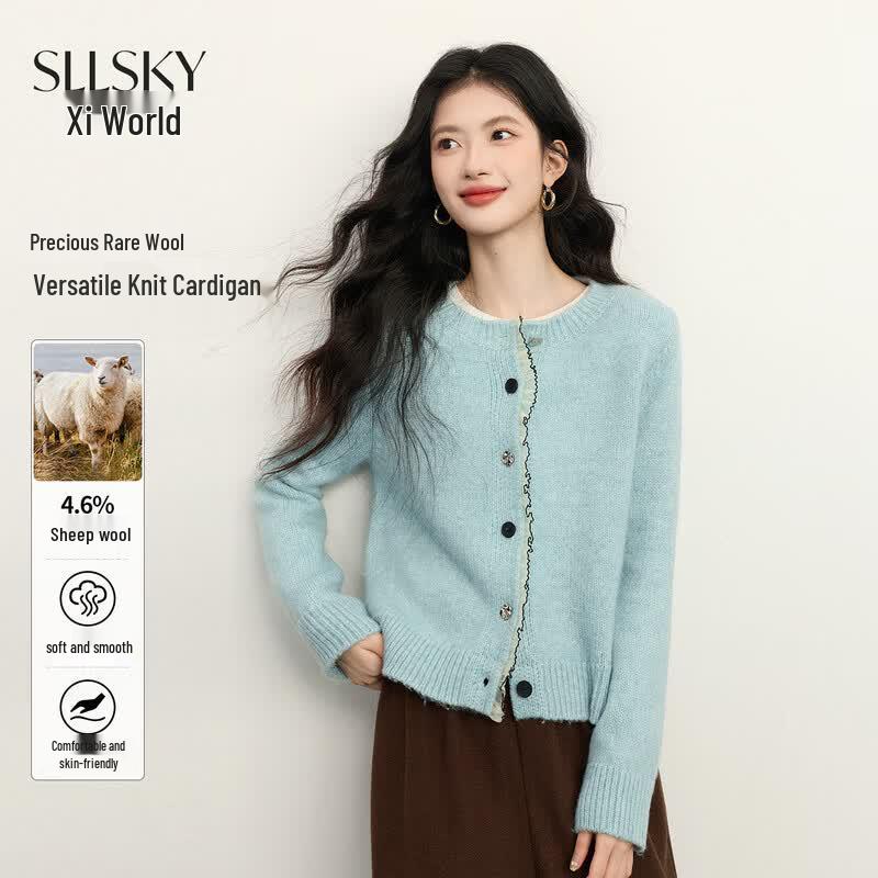 Women s Mesh Lace Patchwork Knitted Cardigan M