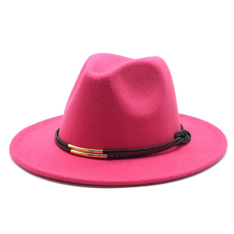 Hat Men'S And Women'S Jazz Hat Quarterly British Retro Belt White Top Hat Woolen Gentleman'S Hat