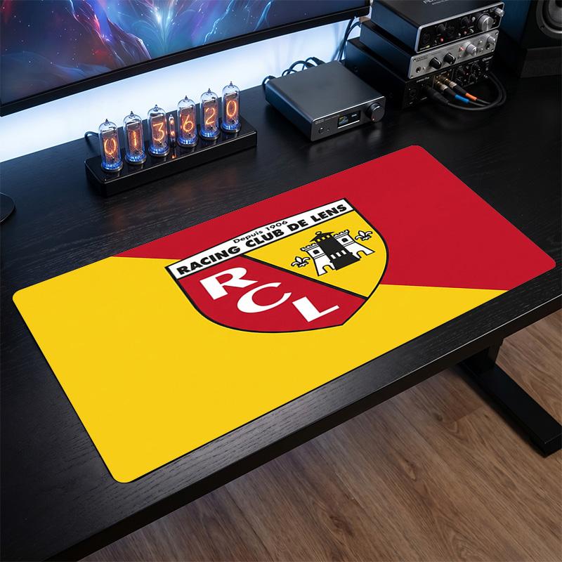 Lens FC Theme Pattern Mouse Pad, Soccer Logo Design XXL Gaming Desk Mat Non-Slip Computer Mouse Pad