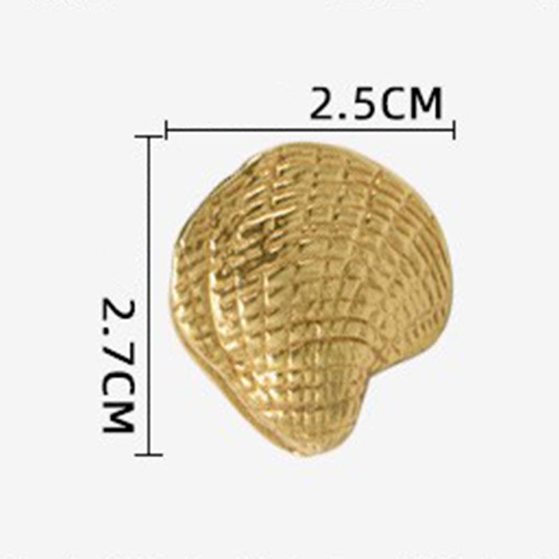 3pc Octopus Gold Color Shell Fish Brass Handle Retro Luxury Cabinet Door Knobs Single Hole Push-pull Wardrobe Drawer Pulls