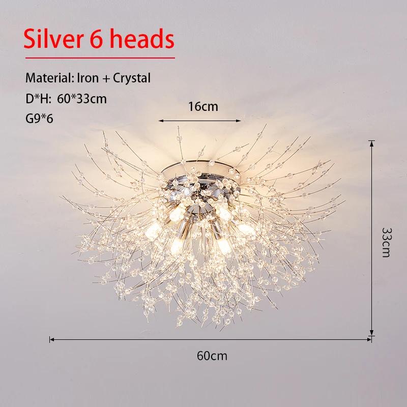 Modern Dandelion Crystal Beads Living RoomDining Room Bedroom, Ceiling Lighting Fixture Light Luxury Firefly G9LED Bulb