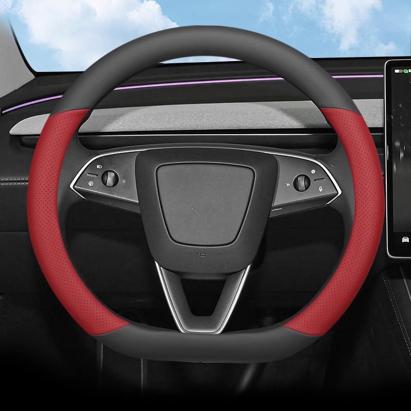 For Tesla Model Y 2025 Car Steering Wheel Cover Anti Slip Leather Breathable Four- Season Universal Car Interior Accessories