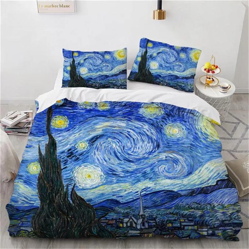 

Пододеяльник Ван Гог Стиль масляной живописи Звездная ночь Комплект постельного белья Пододеяльник из микрофибры Подарки для девочек, мальчиков, подростков Декор AU Double(180x210cm)