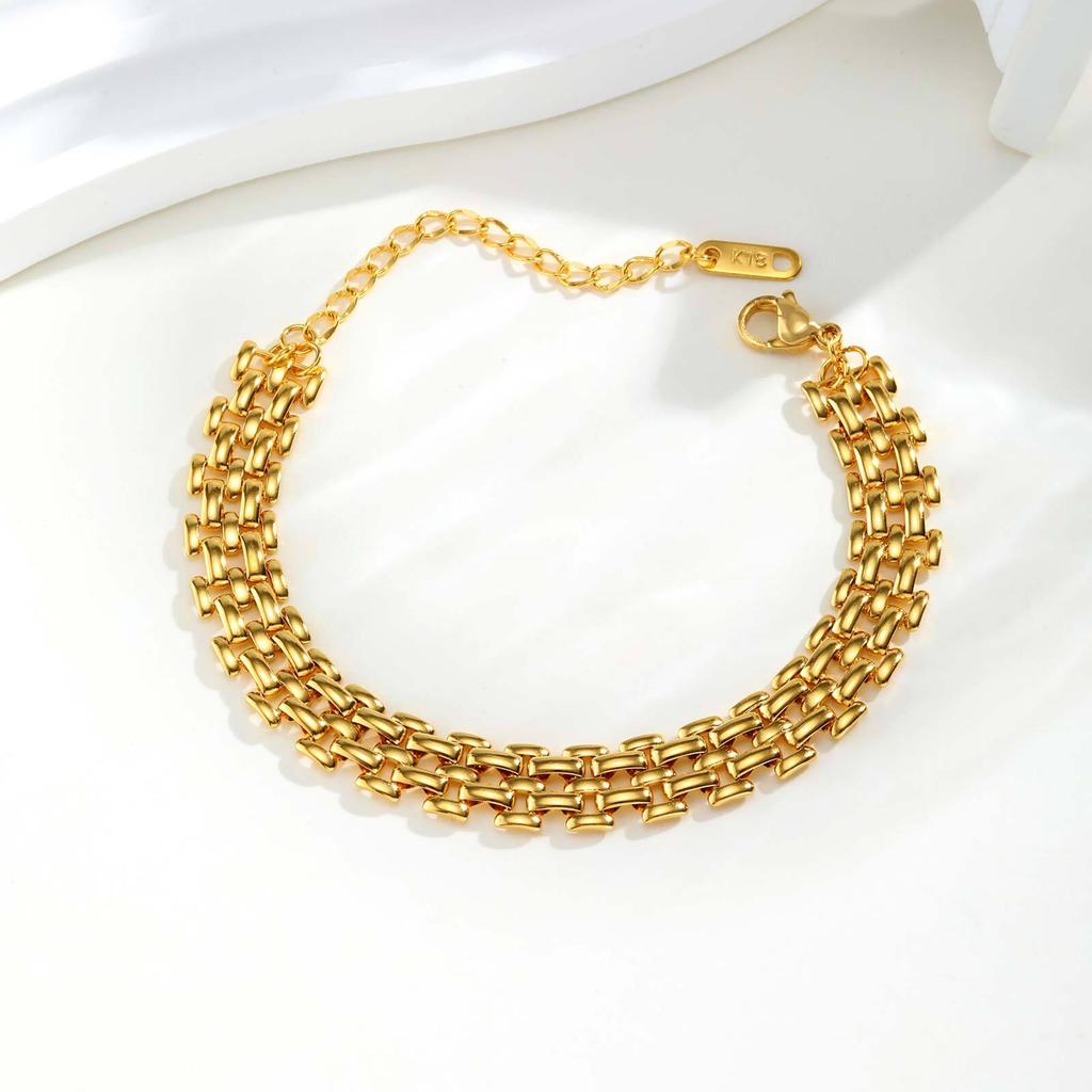 Vnox Gold Color Women's Strap Chain Bracelets, Stainless Steel Bohemia Multi Layer Link Wristband, Attractive Jewelry Gifts