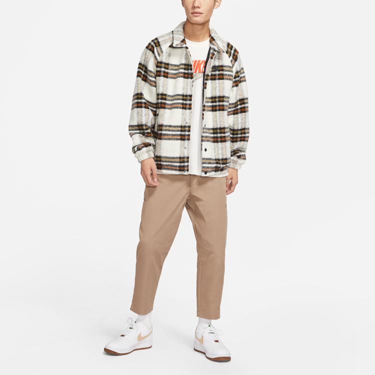 Nike Checked Casual Collar Shirt Jacket Men Outerwear Light-Red Wood-Brown DR6862-104