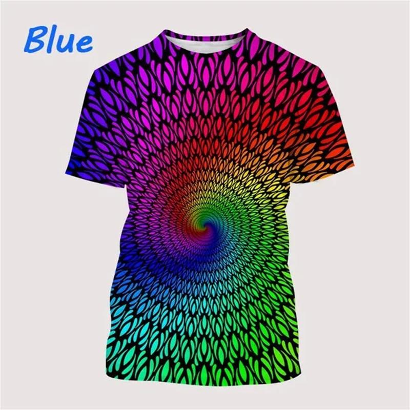 Geometric Dizziness Pattern 3D Printed T-shirt for Summer Fashion Trend Short Sleeved Top Men's Psychedelic Casual Round Neck Streetwear