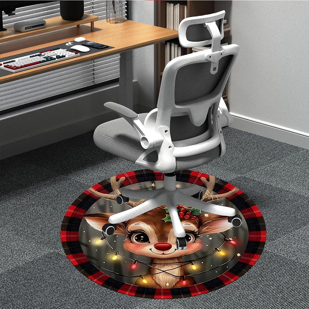 

1pc Christmas Deer Chair Carpet for Office, Soft Comfortable Mat For Office, Living Room, Bedroom, Machine Washable Carpet yy251112205 80cm by 80cm