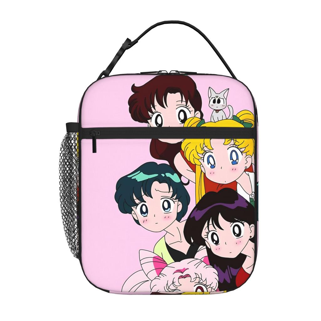 1 Piece Portable Lunch Container Eyes Zipper Closure Durable Pocket Pretty Guardian Sailor Moon For Lunch Lunch Box Bag